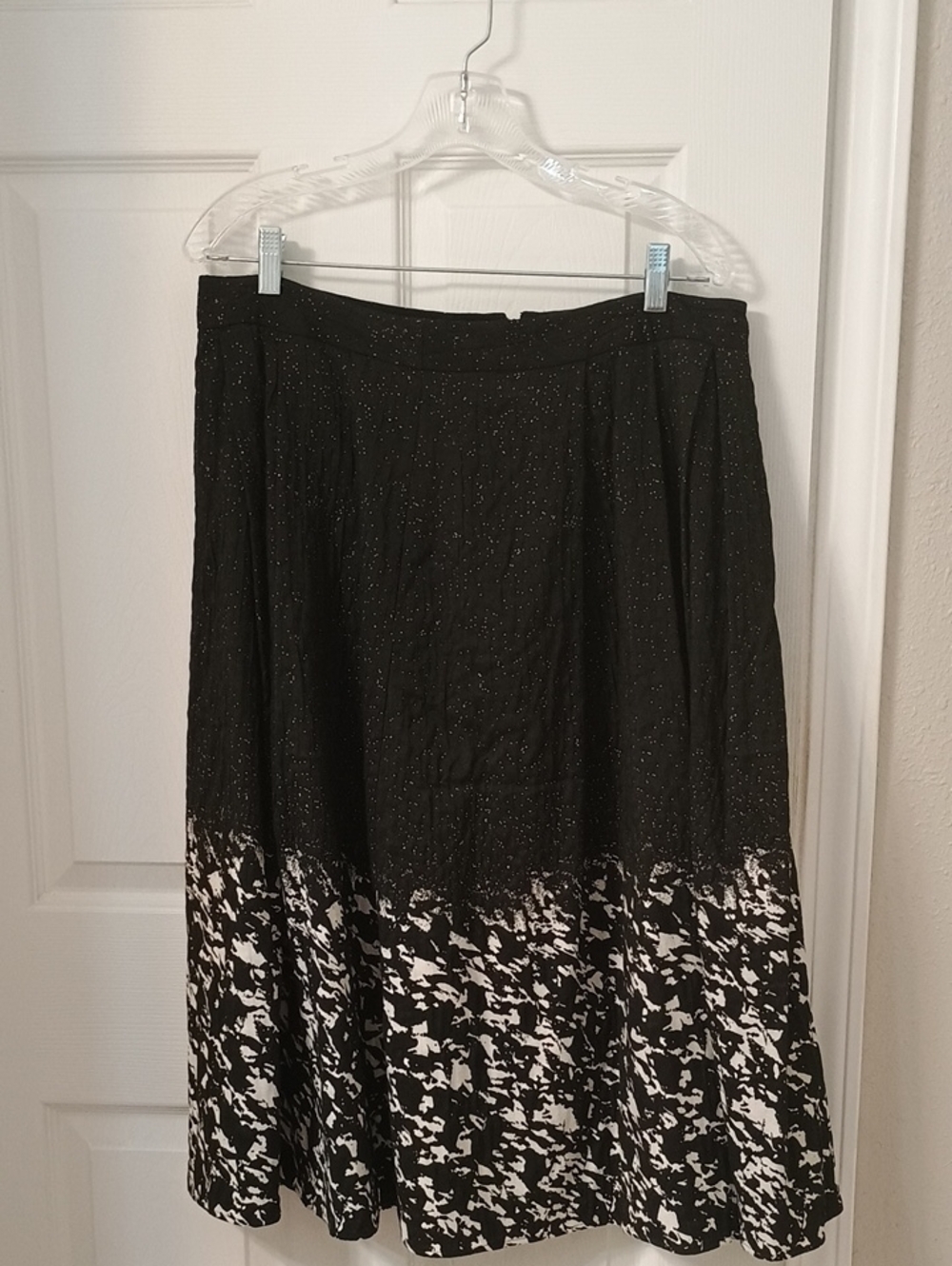 Catherines Black Skirt with Black-and-White Patterned Hem
